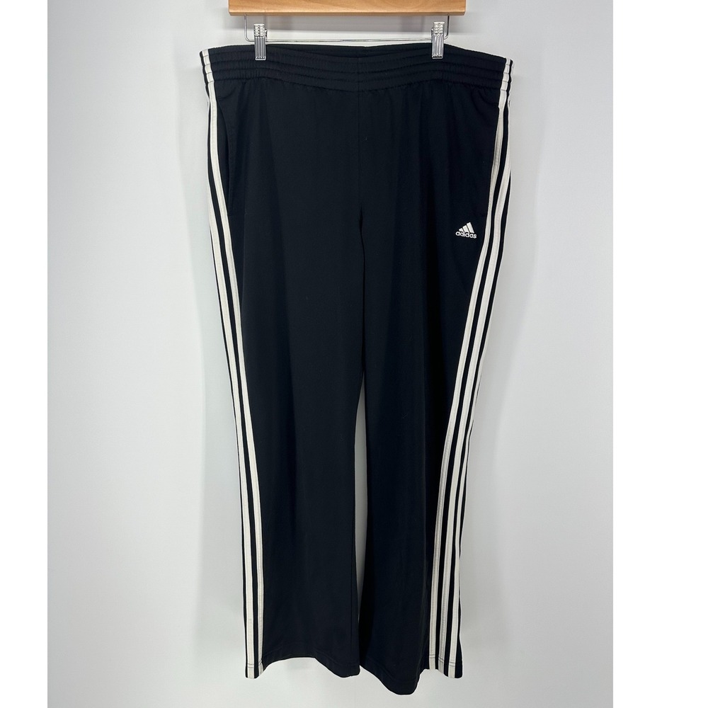 Adidas Track Pants Mens M Black 3 Stripe Athletic Gym Streetwear Training